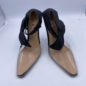 A NUYG transparent almond toe stilettos ankle strap bowknot